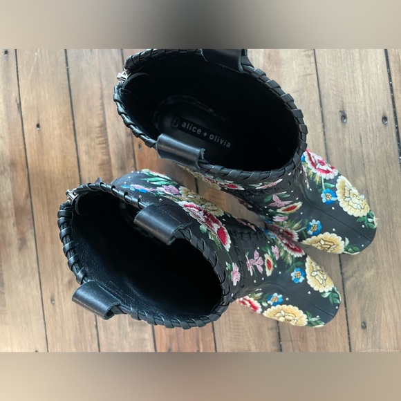 Alice + Olivia Myra Embroidered Leather Booties - Picture 11 of 14